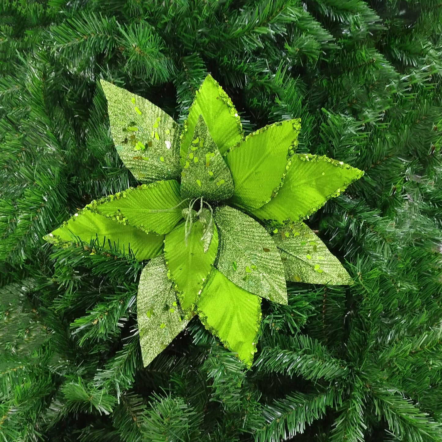 Flor Navideña Verde 40cm