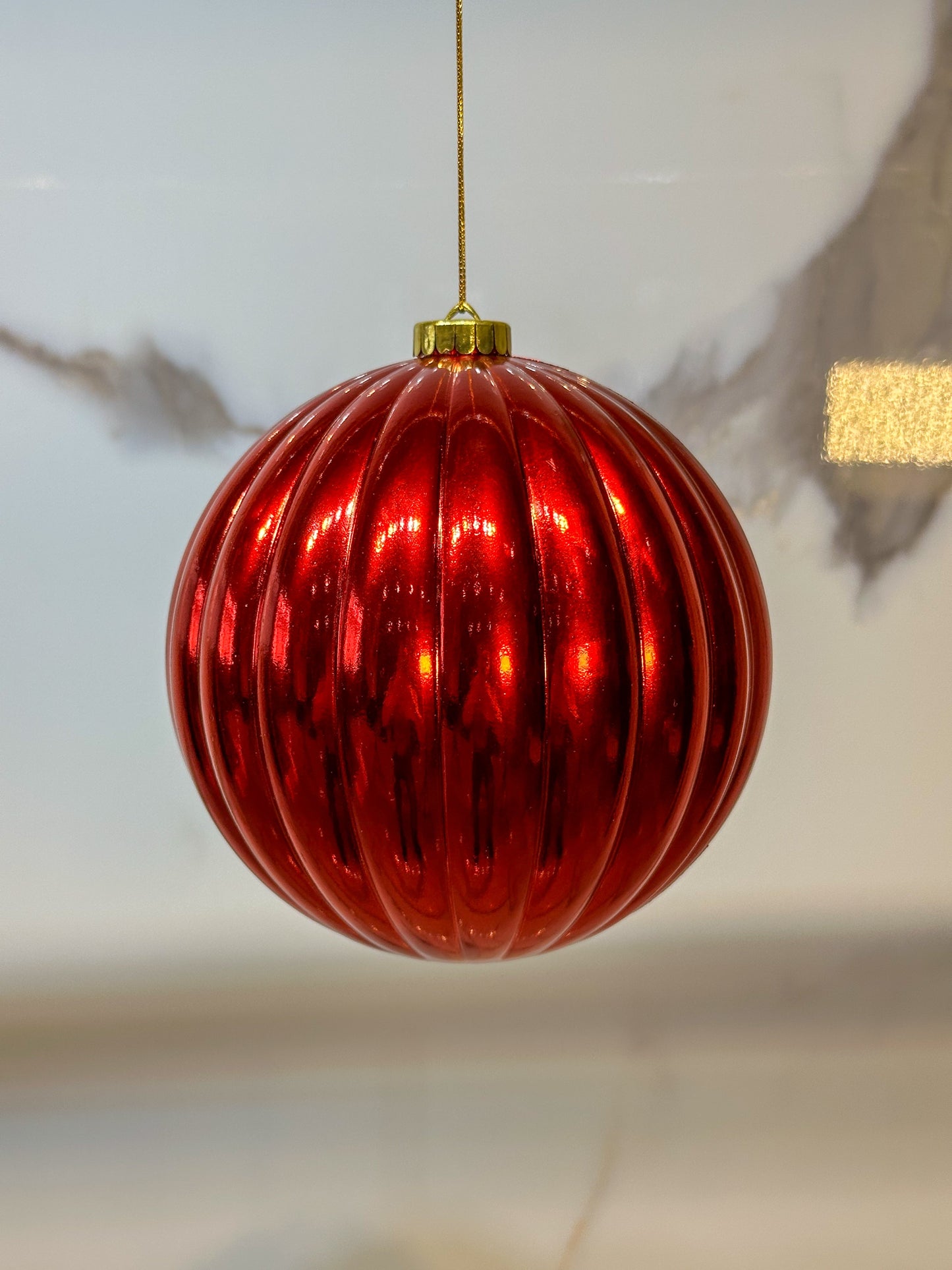 Bola Navideña - 15 CM - Calabaza Brillante Roja