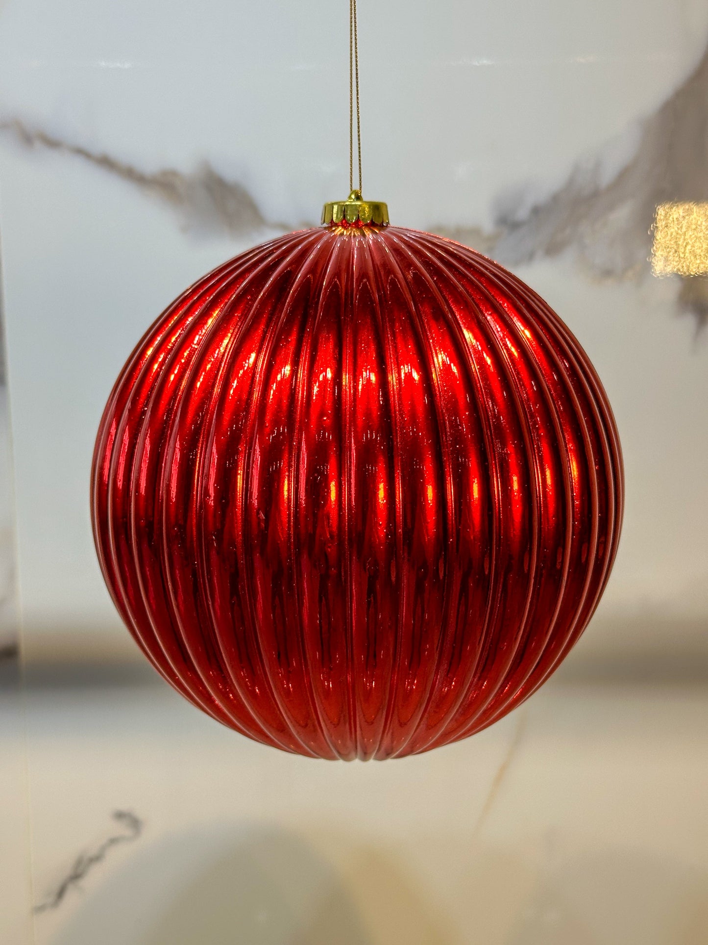 Bola Navideña - 20 CM - Calabaza Brillante Roja