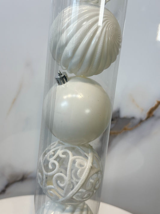 Bolas Navideñas Blancas - 8cm (Tarro X 8 unidades) Luxury