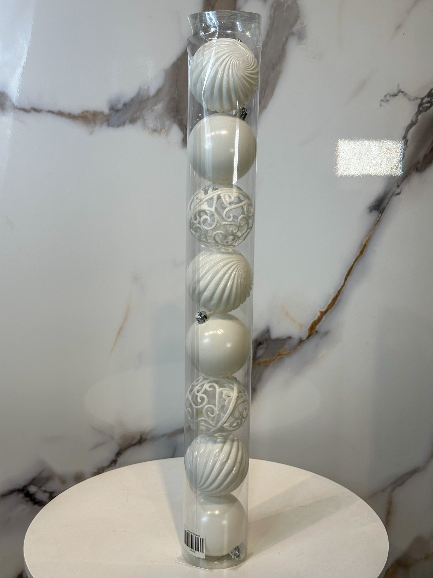 Bolas Navideñas Blancas - 8cm (Tarro X 8 unidades) Luxury
