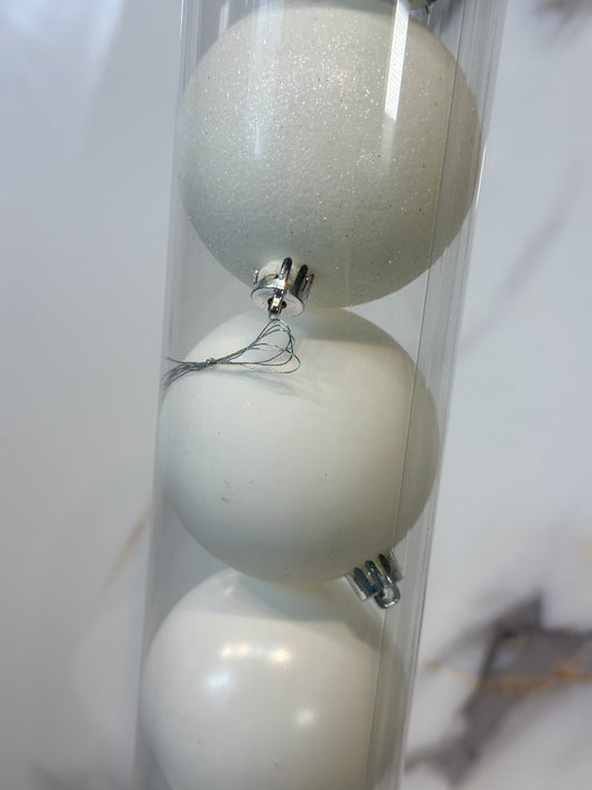 Bolas Navideñas Blancas 8cm (Tarro X 8 unidades)