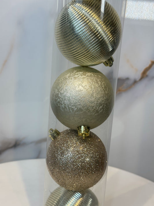 Bolas Navideñas Champaña- 8cm (Tarro X 8 unidades)