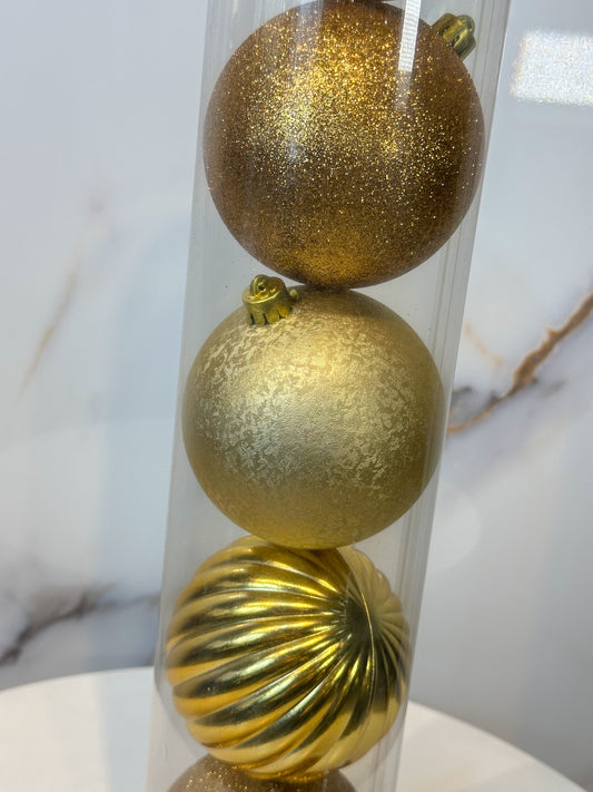 Bolas Navideñas Doradas - 10cm (Tarro X 6 unidades)