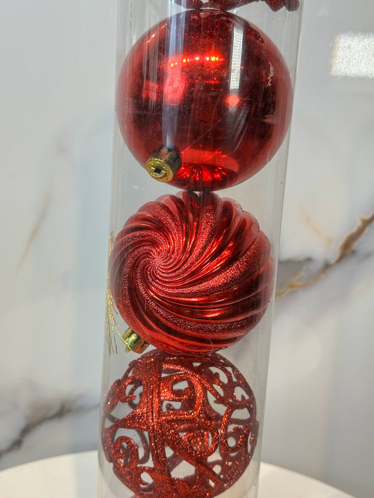 Bolas Navideñas Rojas - 10cm (Tarro X 6 unidades) Luxury