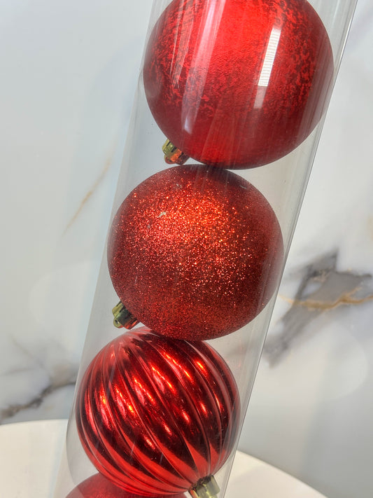 Bolas Navideñas Rojas - 10cm (Tarro X 6 unidades)