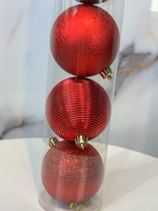 Bolas Navideñas Rojas - 8cm (Tarro X 8 unidades)