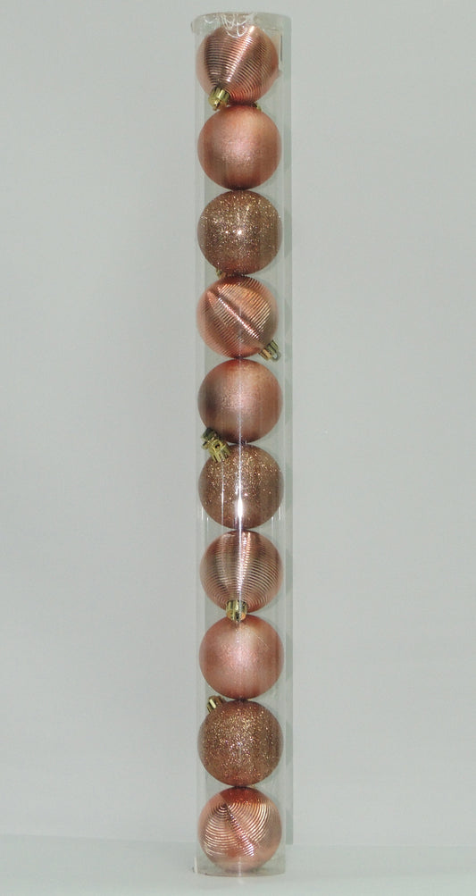 Bolas Navideñas Oro Rosa 6cm (Tarro X 10 unidades)