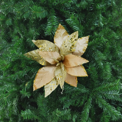 Flor Navideña Dorada 40cm