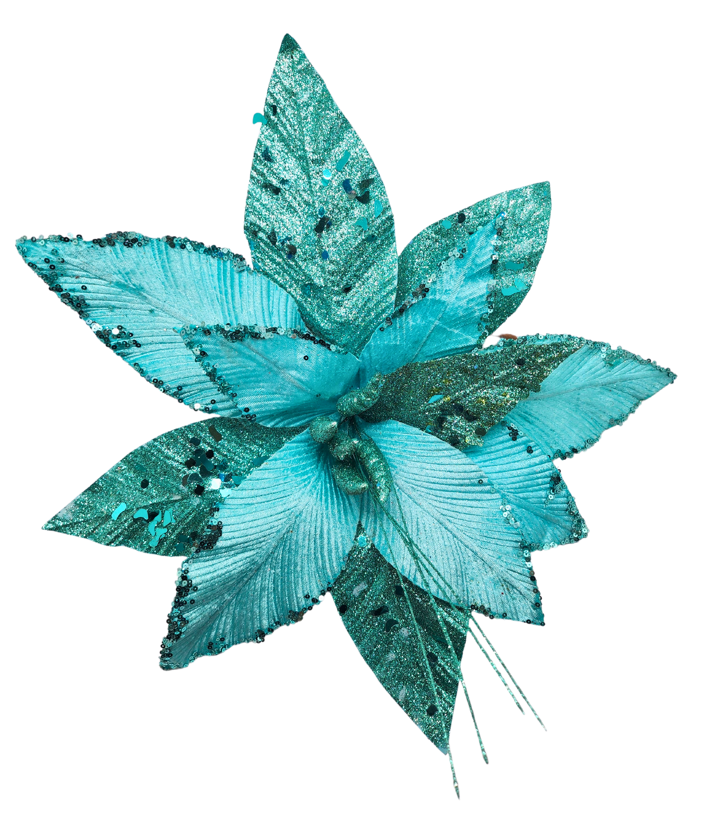 Flor Navideña Azul Menta 40cm