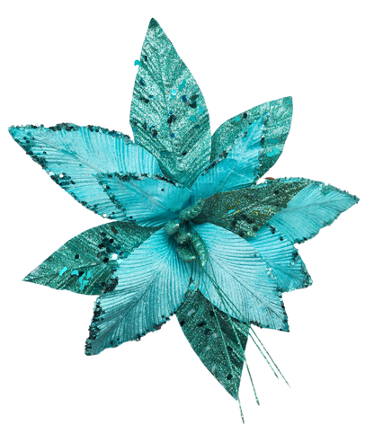 Flor Navideña Azul Menta 40cm