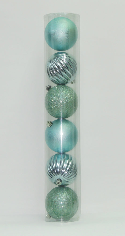 Bolas Navideñas Verde Menta 10cm (Tarro X 6 unidades)