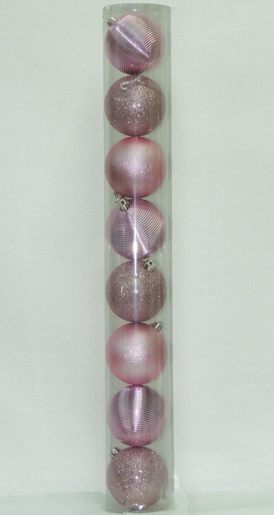 Bolas Navideñas Rosadas 8cm (Tarro X 8 unidades)