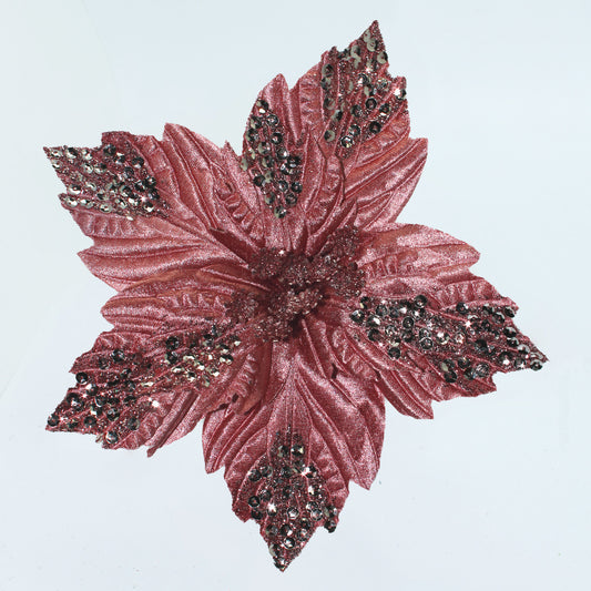 Flor Navideña Oro Rosa 30cm