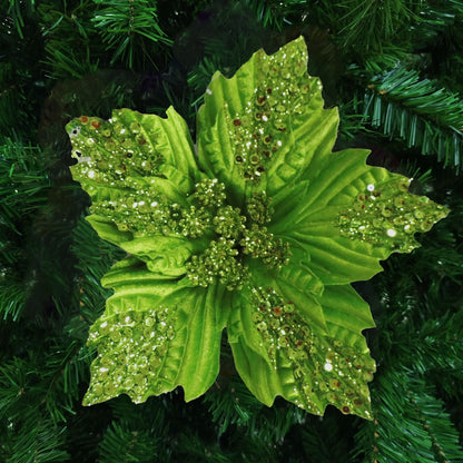 Flor Navideña Verde 30cm