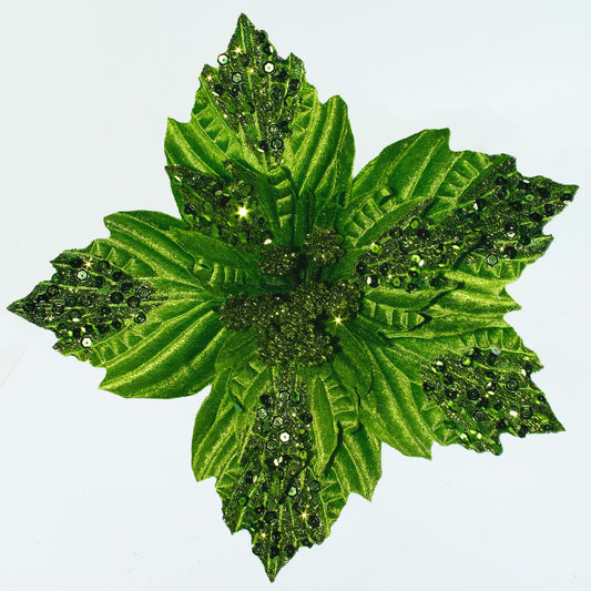 Flor Navideña Verde 30cm