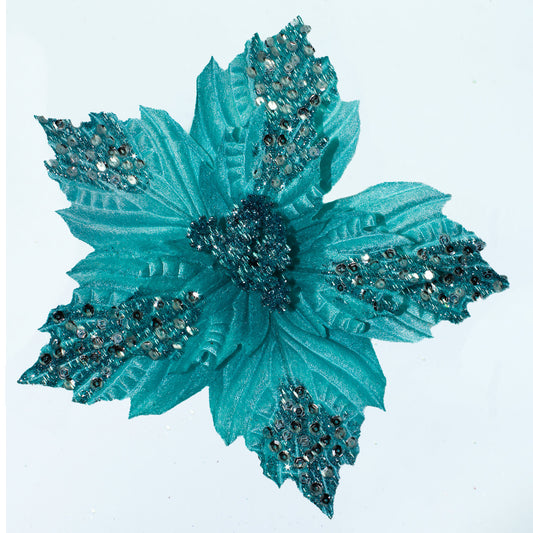 Flor Navideña Azul Menta 30cm