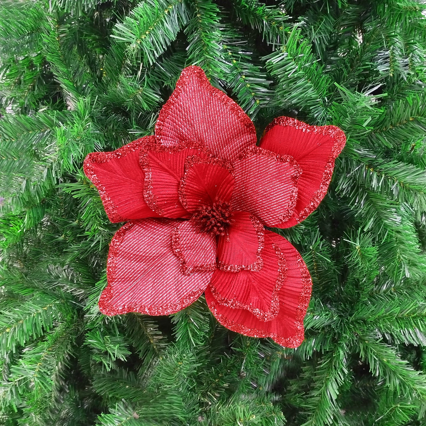 Flor Navideña Grande Roja 40cm