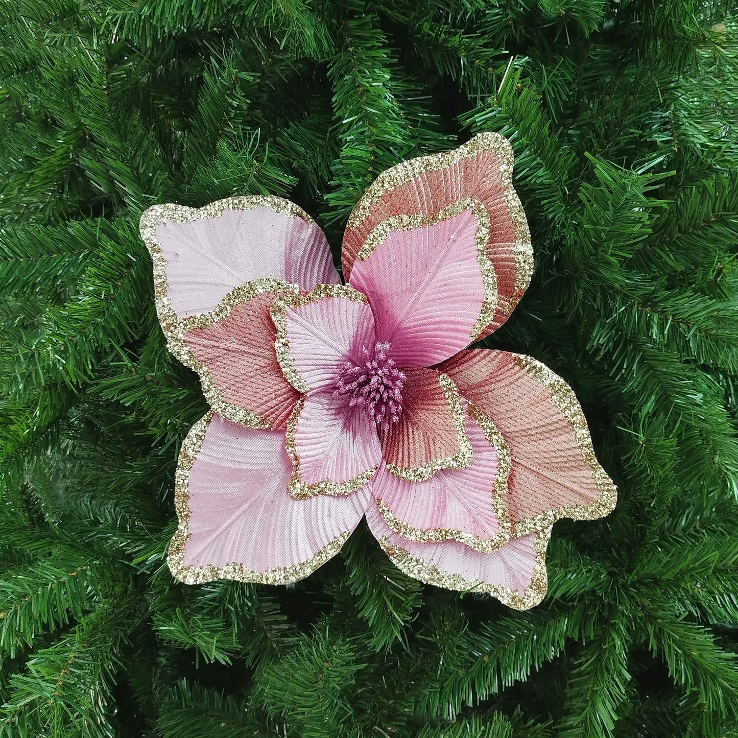 Flor Navideña Grande Pink 40cm