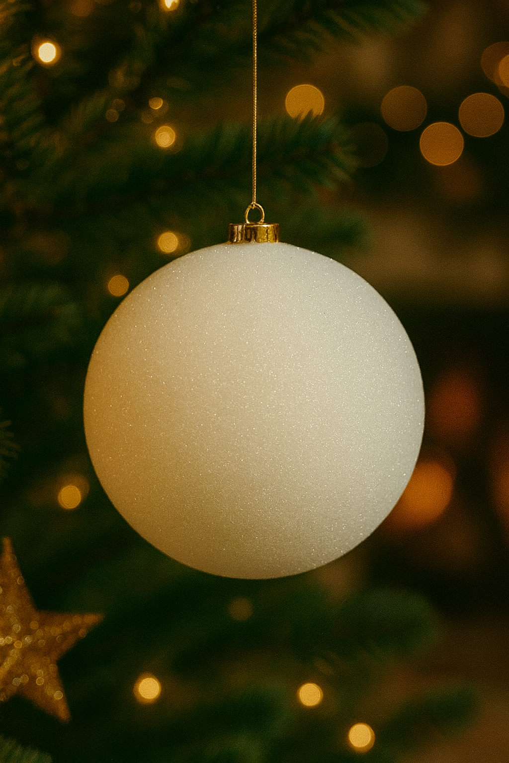 Bola Navideña - 15 CM - Escarchada Blanca