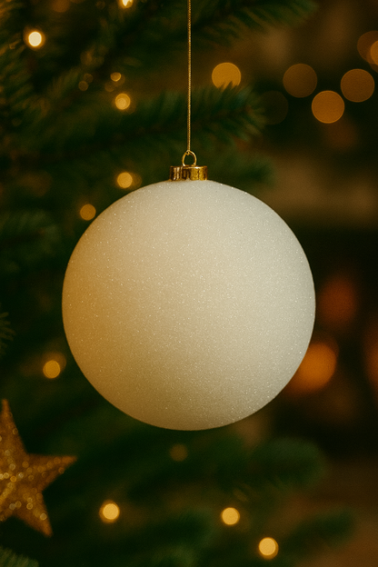 Bola Navideña - 15 CM - Escarchada Blanca