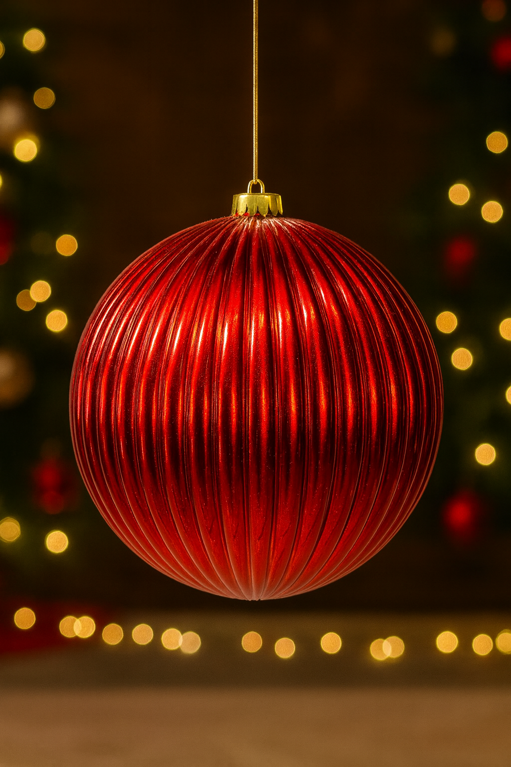 Bola Navideña - 20 CM - Calabaza Brillante Roja