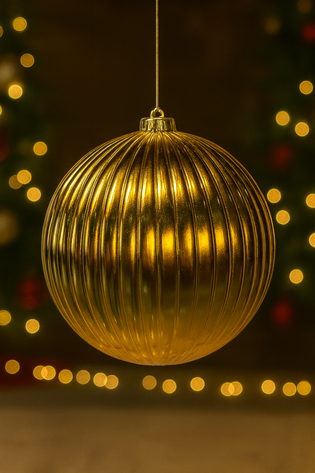 Bola Navideña - 20 CM - Calabaza Brillante Dorada