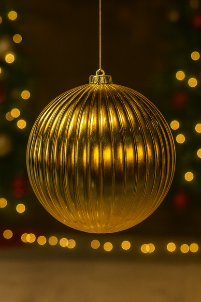 Bola Navideña - 20 CM - Calabaza Brillante Dorada