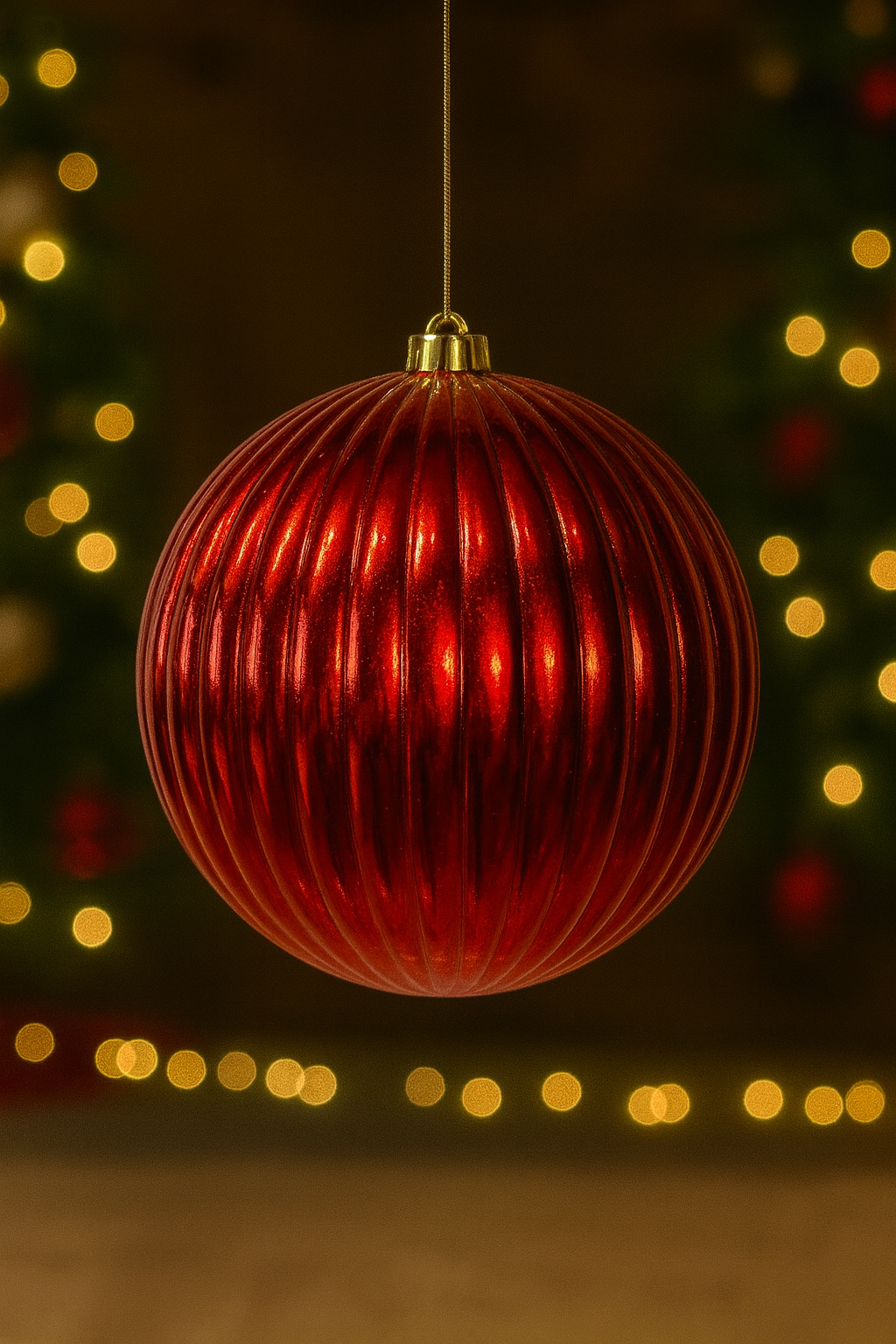 Bola Navideña - 15 CM - Calabaza Brillante Roja