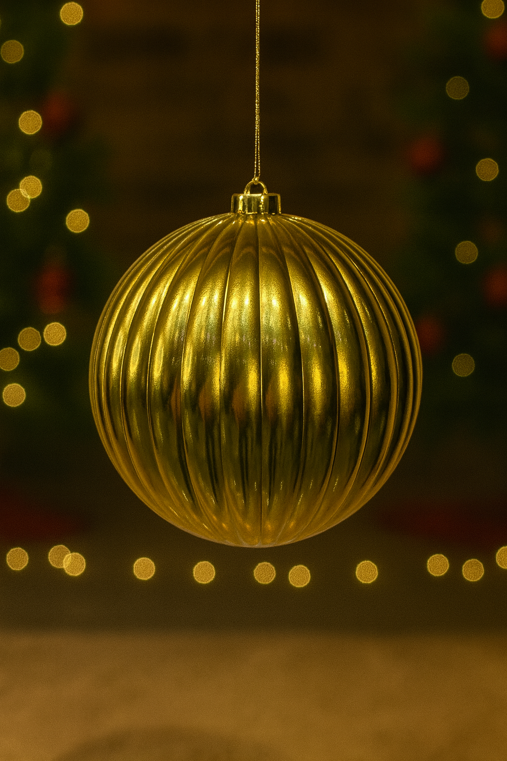 Bola Navideña - 15 CM - Calabaza Brillante Dorada