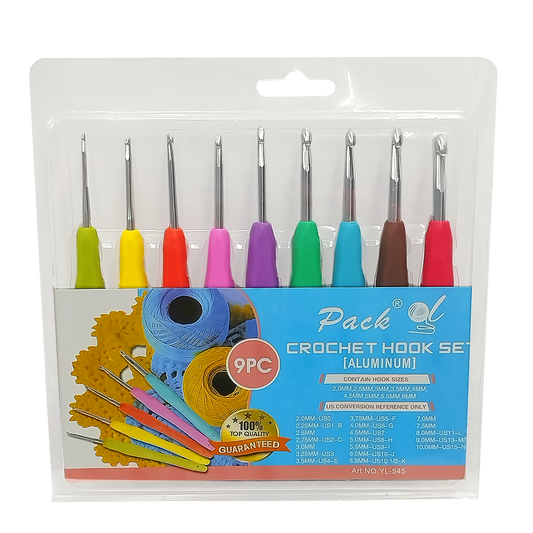 Set de 9 agujas de crochet de aluminio con mango ergonómico 2mm-6mm