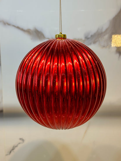 Bola Navideña - 20 CM - Calabaza Brillante Roja