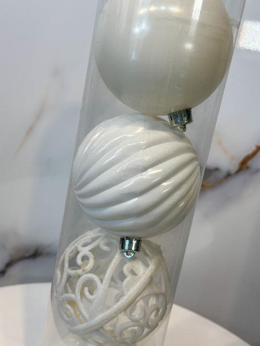 Bolas Navideñas Blancas - 10cm (Tarro X 6 unidades) Luxury