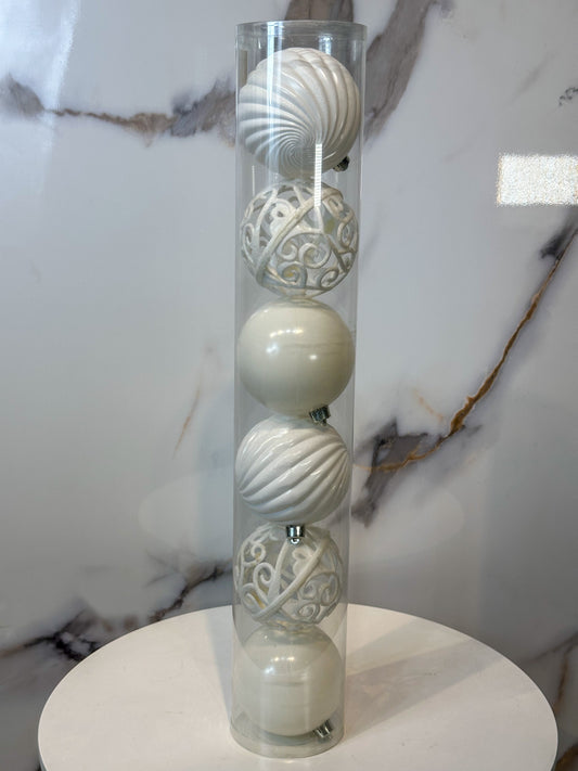 Bolas Navideñas Blancas - 10cm (Tarro X 6 unidades) Luxury