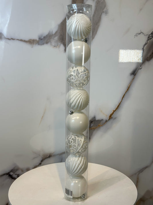Bolas Navideñas Blancas - 8cm (Tarro X 8 unidades) Luxury