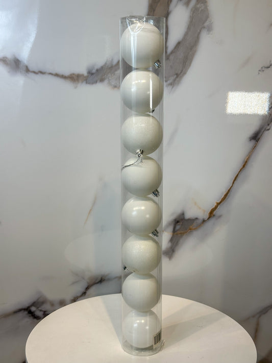 Bolas Navideñas Blancas 8cm (Tarro X 8 unidades)