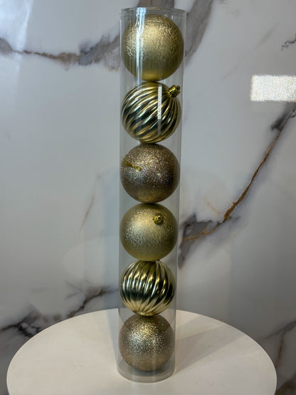 Bolas Navideñas Champaña - 10cm (Tarro X 6 unidades)