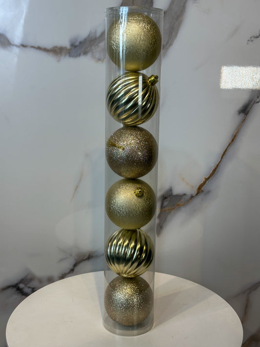 Bolas Navideñas Champaña - 10cm (Tarro X 6 unidades)
