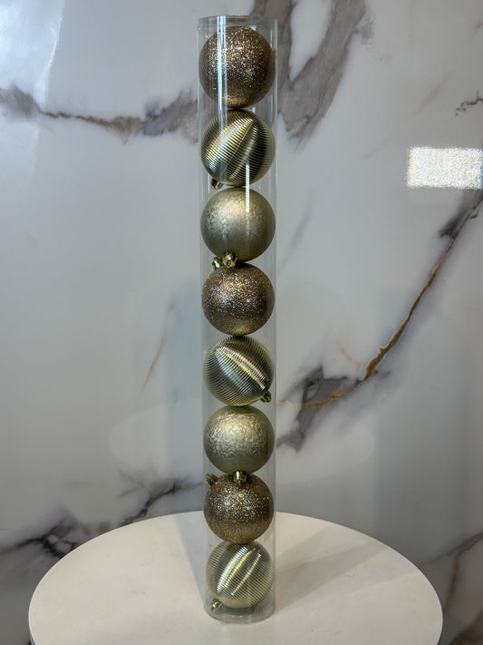 Bolas Navideñas Champaña-  8cm (Tarro X 8 unidades)