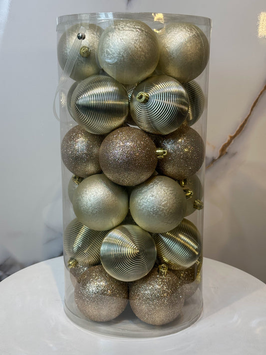 Bolas Navideñas Champaña - 8cm (Tibungo X 30 unidades)
