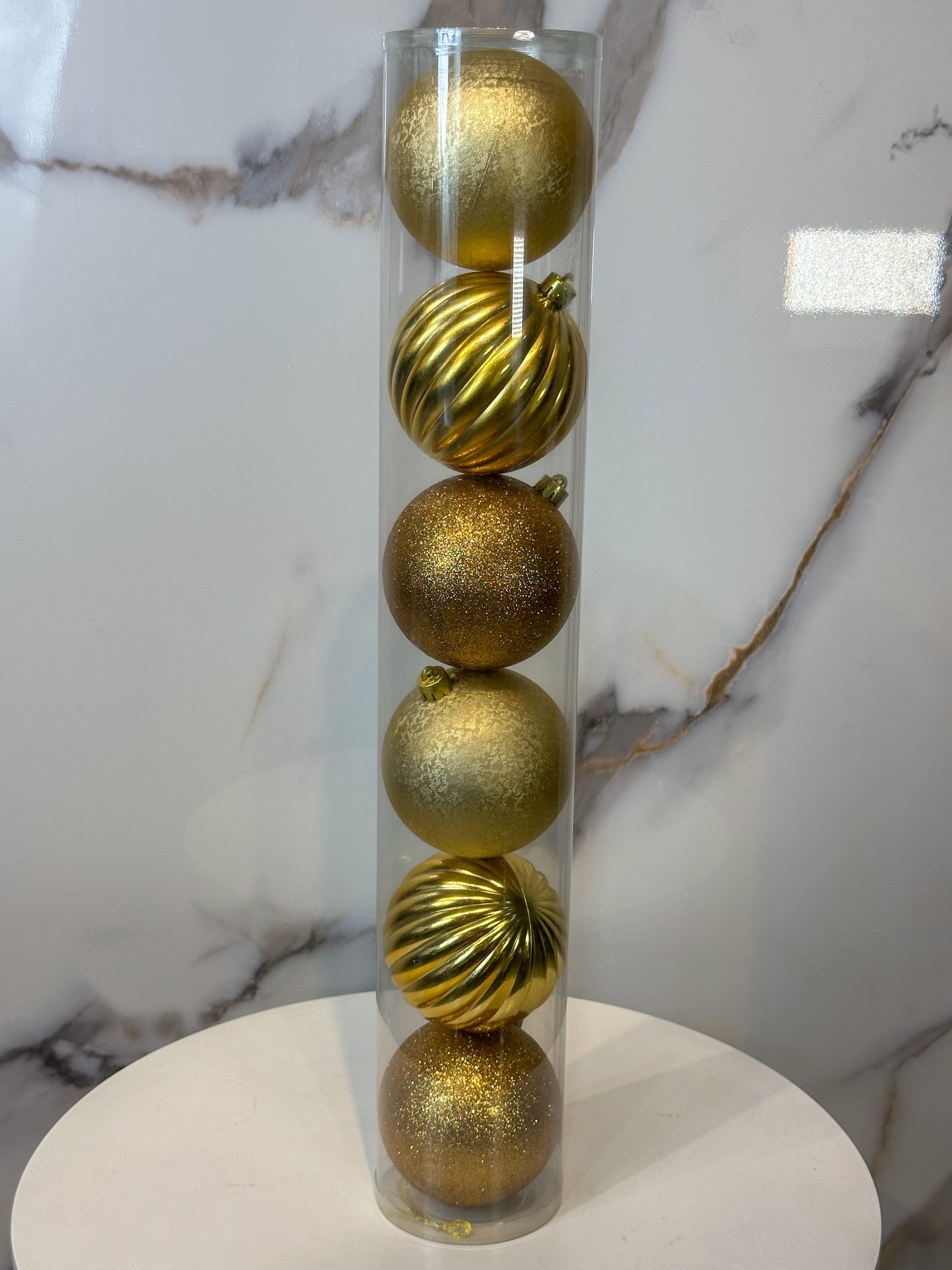Bolas Navideñas Doradas - 10cm (Tarro X 6 unidades)