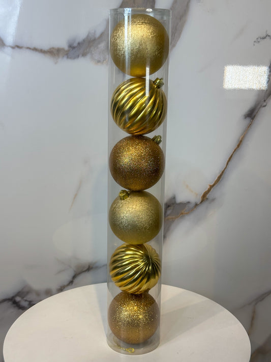 Bolas Navideñas Doradas - 10cm (Tarro X 6 unidades)