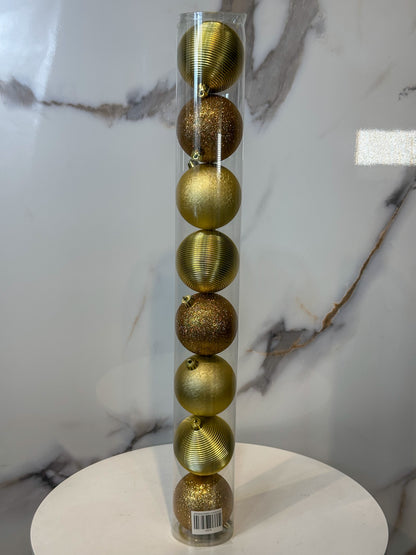 Bolas Navideñas Doradas - 8cm (Tarro X 8 unidades)