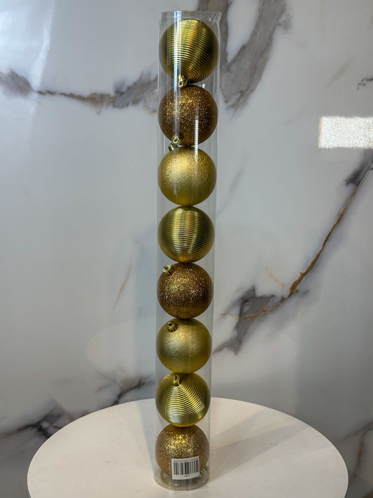 Bolas Navideñas Doradas - 8cm (Tarro X 8 unidades)