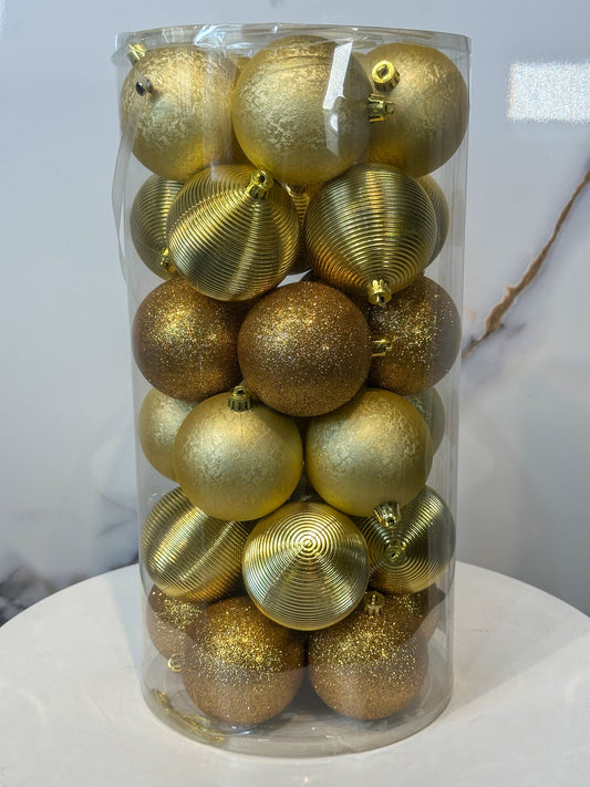 Bolas Navideñas Doradas - 8cm (Tibungo X 30 unidades)