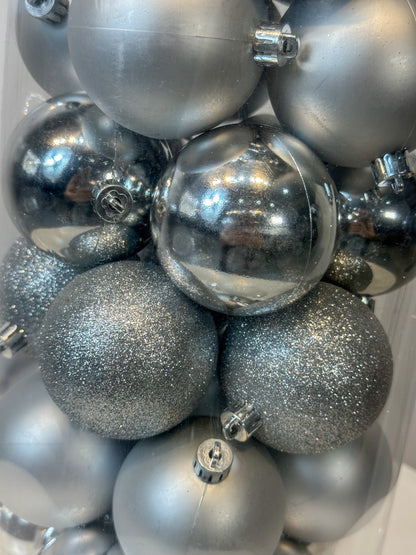 Bolas Navideñas Plateadas - 7cm (Tibungo X 40 unidades)