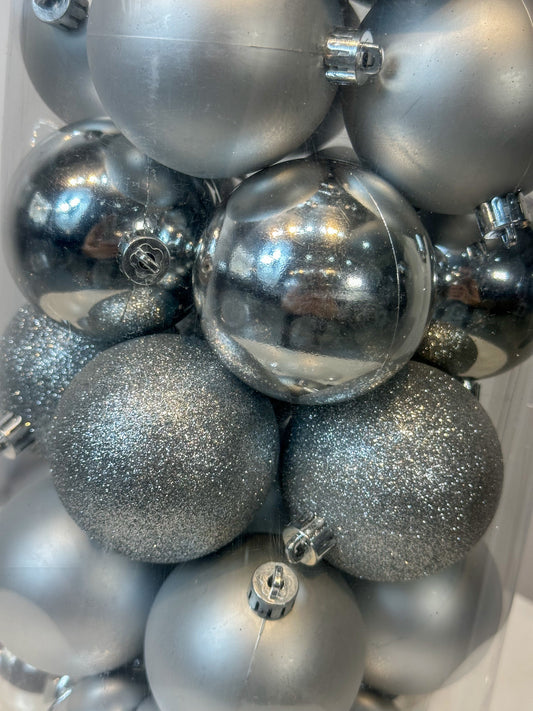Bolas Navideñas Plateadas - 7cm (Tibungo X 40 unidades)