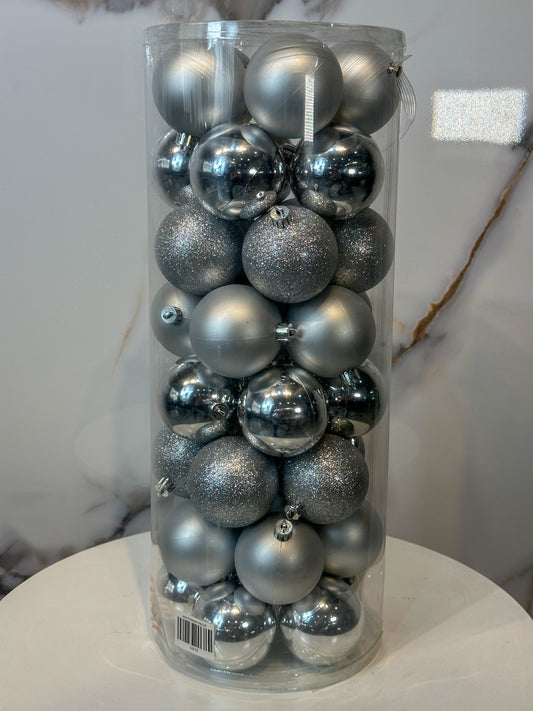 Bolas Navideñas Plateadas - 7cm (Tibungo X 40 unidades)
