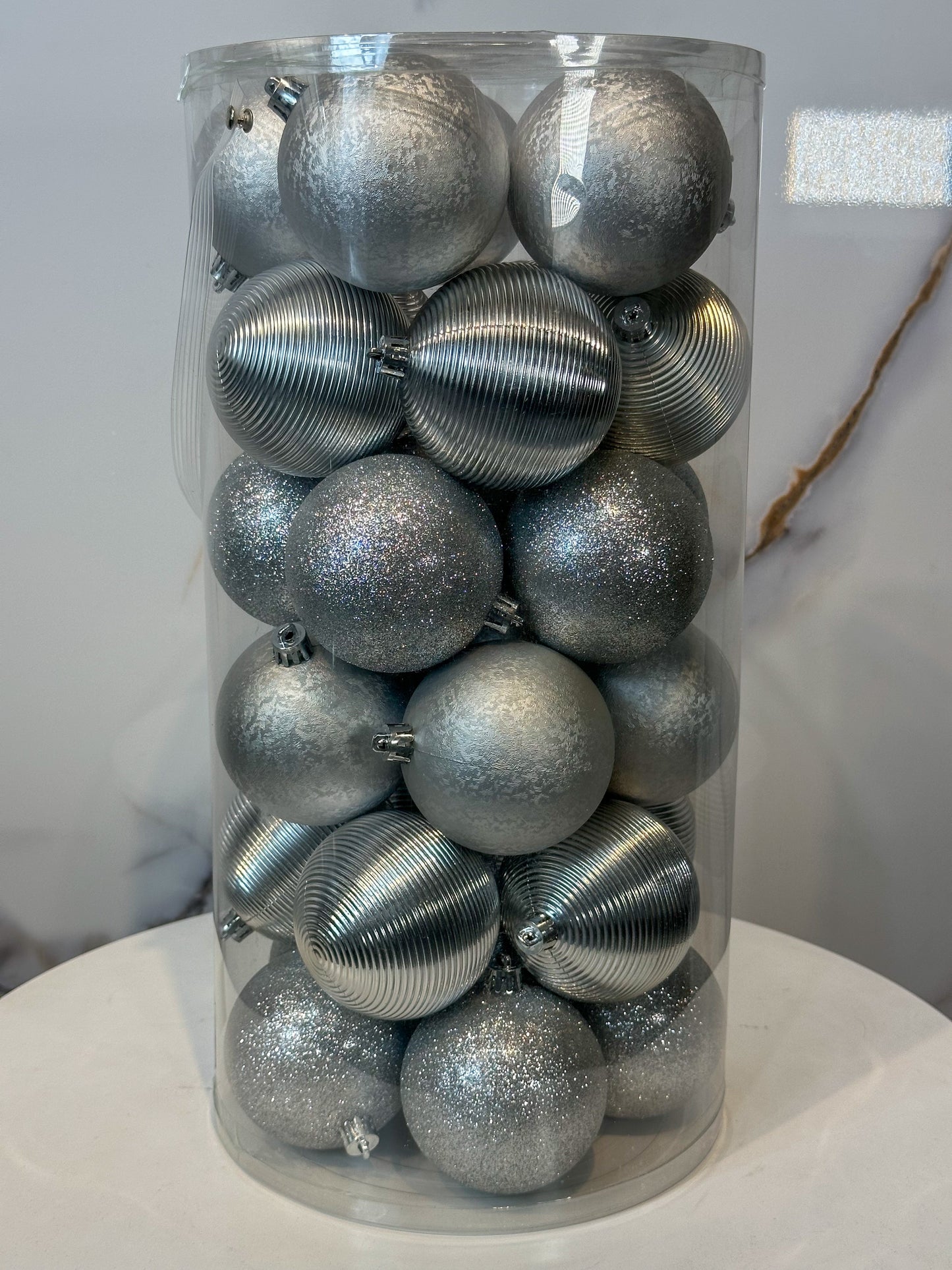 Bolas Navideñas Plateadas - 8cm (Tibungo X 30 unidades)