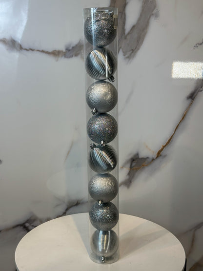 Bolas Navideñas Plateado - 8cm (Tarro X 8 unidades)